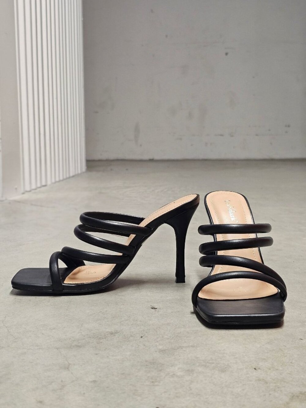 Strappy Black High Heel Sandals With Square Toe Design For Women
